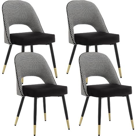 Wahson Dining Chairs 4Pcs in Velvet Modern Kitchen Chairs with Backrest for Living Room Restaurant Cafe, Beige