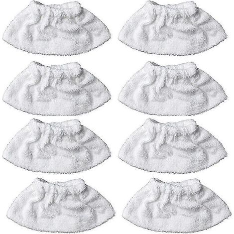 Kit AURA 8 pièces : brosse de nettoyage vapeur en microfibre pour embout manuel, chiffon éponge, housse en coton éponge, compatible avec la plupart des nettoyeurs vapeur (blanc). (1/5)