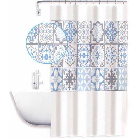 Tenda moderna per doccia vasca da bagno impermeabile pvc 12 ganci stile Maiorca 180x180 cm (1/2)