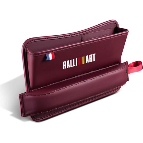 (Pour Ralliart - Rouge) Sac de rangement en cuir pour fente de siège auto, accessoire auto pour Mitsubishi Ralliart 2010-2022 Lancer Ralli Art 9/10 ASX (1/5)