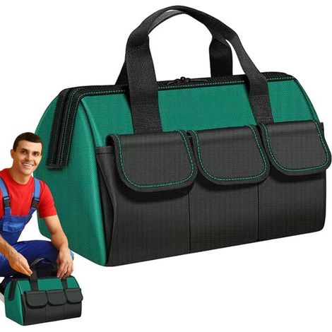 Professionelle Werkzeugtasche kleine Werkzeugtasche mit 14 Fächern komfortablem Griff und verstellbarem Schultergurt perfekte wasserdichte für (1/5)