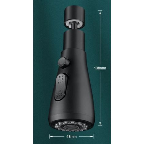 Soffione doccia da cucina nero, 3 modalità, ugello per cucina e doccia, soffione doccia da cucina, tubo di prolunga (nero) (1/4)