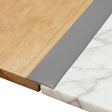 Transition Bar, Self-Adhesive PVC Door Sill Tread, T Bar for PVC Door Sills, Floor Height Compensation, Parquet, Laminate Thresholds (Grey, 1m x 5cm) (1/5)