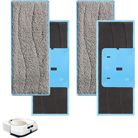 Lot de 4 Lingettes pour iRobot Braava Jet M6134 Serpillières Lavables Tissus de Nettoyage Rechange Serpilleres Réutilisables Chiffons en Microfibre Produits et Accessoires (1/5)