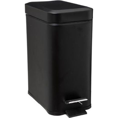 Five Simply Smart – Poubelle de salle de bain 5L en métal noir – Dimensions L. 14,5 x P. 28,2 x H. 30,5 cm – Seau amovible – Finition mate (1/3)