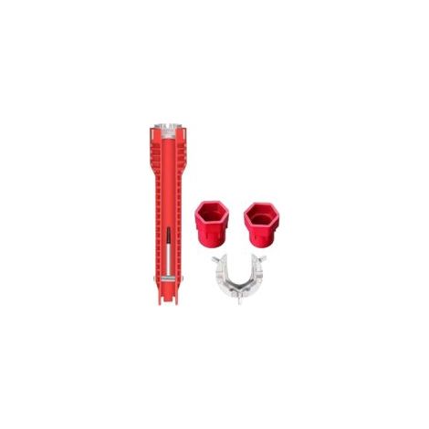 8 in 1 Strumento per l'installazione di rubinetti e lavandini - Chiave multifunzione - Strumento idraulico per WC, lavandini, bagno, cucina - Strumento di installazione manuale (rosso) - Crezuo
