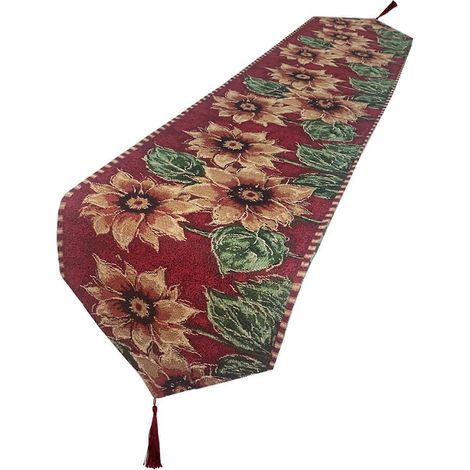 Chemin de table festif, nappe de Noël avec motif Père Noël pour les fêtes et réunions de famille. (1/5)