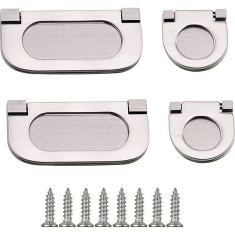 Poignée rectangulaire argentée brossée, poignée universelle pour tiroirs, armoires et portes coulissantes (argent) (1/5)