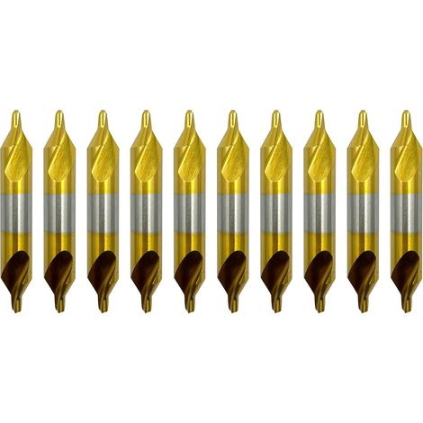 Jeu de 10 forets à centrer de 3,0 mm, revêtus de titane, en acier rapide, avec outil de fraisage pour le tournage sur métaux. (1/5)
