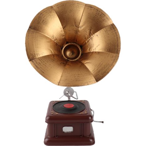 Gramophone Décoratif Vintage en Fer, Modèle Réaliste Style Européen, Ornement de Bureau Nostalgique pour Intérieur, 30cm (1/5)