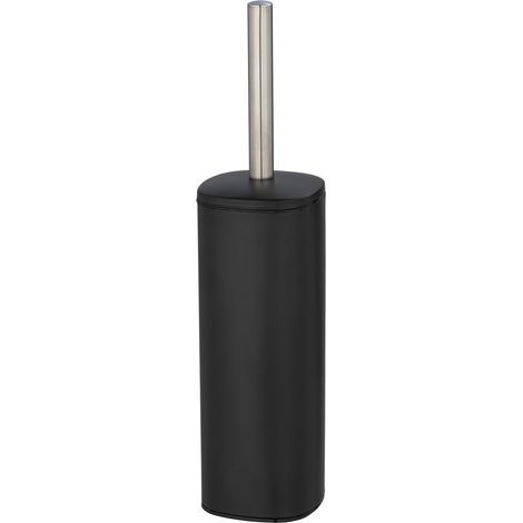 1 - Porte Brosse WC - Brosse WC - Design Fermé avec Couvercle - Acier Inox Verni Mat - Pour Salle de Bain et Toilettes - Noir Mat - 9,3x39,2x9,3 cm (1/5)