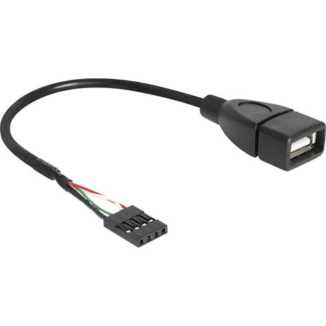 Delock Câble USB USB 2.0 En-tête de broche 4 pôles, USB-A femelle 0.20 m noir certifié UL 83291 (1/2)