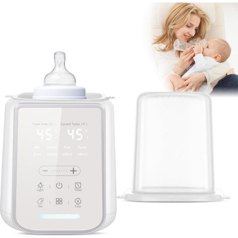 Scaldabiberon 8 in 1, scaldalatte rapido con display digitale e timer, luce notturna, sterilizzazione e funzione di mantenimento in caldo, compatibile con biberon, ideale per l'alimentazione notturna