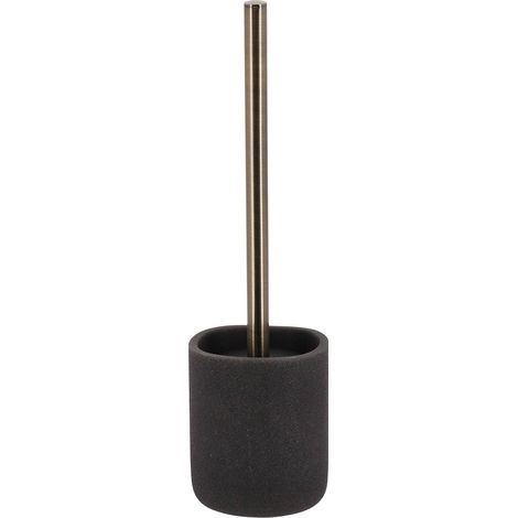 Runde toilettenbürste in rohoptik aus polyresin mit stiel aus bronze – anthrazitgrau - Tendance (1/2)