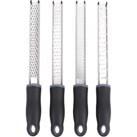 Set di grattugie per formaggio e scorza di limone, utensili da cucina in acciaio inox 304 per agrumi, cioccolato, frutta, verdura, zenzero e aglio, 4 pezzi. (1/5)