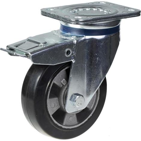 Rollen - Schwarz - 152mm - Elastischer Gummi - Tragfähigkeit 330kg - Drehbar mit Bremse