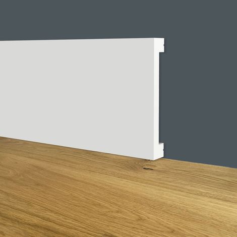 Battiscopa SQUADRATO BIANCO PASSACAVO 60x10mm in POLIMERI - Polistrutturato (prezzo al metro)