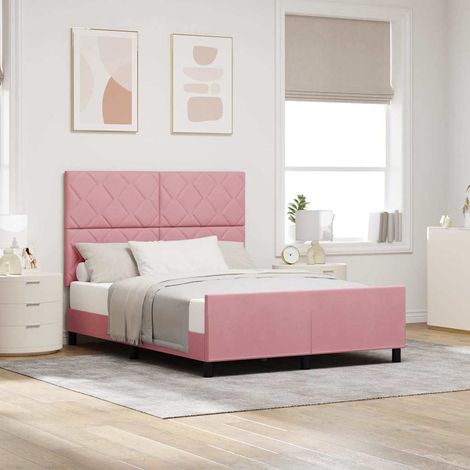 Letto a molle con testiera Rosa 160 x 200 cm Velluto vidaXL (1/5)