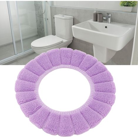 Housse de siège de toilette chaude et lavable, housse de siège de toilette universelle, violette. (1/5)