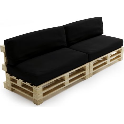 Coussins Palette Déhoussable Imperméable - LOT X2 Noir Bananair Fabriqué en France