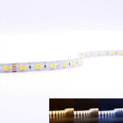 Strip 24V LED Streifen 5M 14,4W/m 60LED/m 10mm - Lichtfarbe: CCT 2700-6500K - Schutzart: IP65 (1/5)