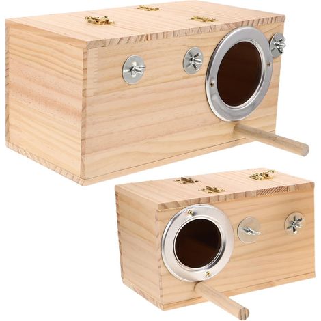 2 Pièces Boîte de Nidification Bois pour Perruches Maison de Reproduction avec Perchoir Isolante et Suspendue Adaptée Aux Calopsittes Inséparables et Perruches Ondulées (1/5)