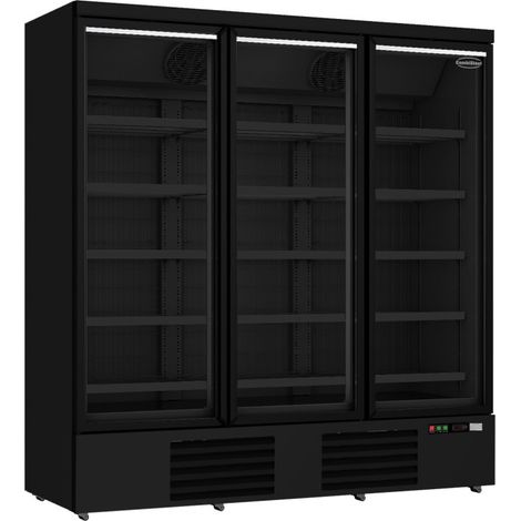 Congélateur professionnel 3 portes en verre noir 1450L -18/-22°C 8 roues 15 grilles refroidissement renforcé - Combisteel (1/3)