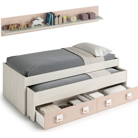 LETTO CON LETTO AGGIUNTIVO E CASSETTI INFERIORI AILUZ (1/4)