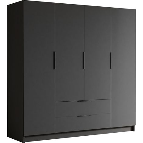 Armario Closico Cadron I, Negro, 216x200x60cm, Puertas de armario: Con bisagras, Número de estantes: 0