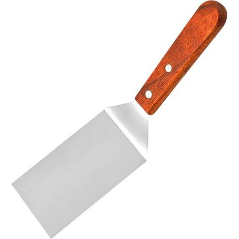 2 piezas de espátulas/volteadores para parrilla con mango de madera – 25,5 cm – Acero inoxidable – Para parrilla, barbacoa y cocina (1/5)