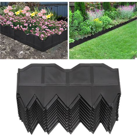 Borde de jardín de plástico negro, 40 piezas, 5,7 x 12 pulgadas, borde decorativo para jardín, borde para cerca de césped. (1/5)
