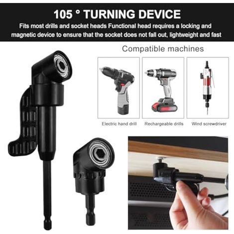 14 Pièces Renvoi d'Angle Visseuse Kit,105° Tournevis Flexible (1/3)