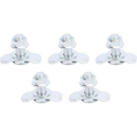 Lot de 5 goujons filetés à double œillet M10 x 30 mm pour rail en L, fixation pour plateau de camion, remorque, pick-up, camping-car, quad (argenté). (1/5)