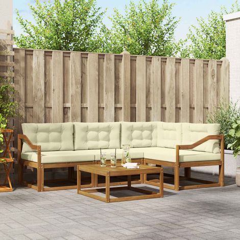 vidaXL Set di divani da esterno con cuscino 5 pcs Naturale e