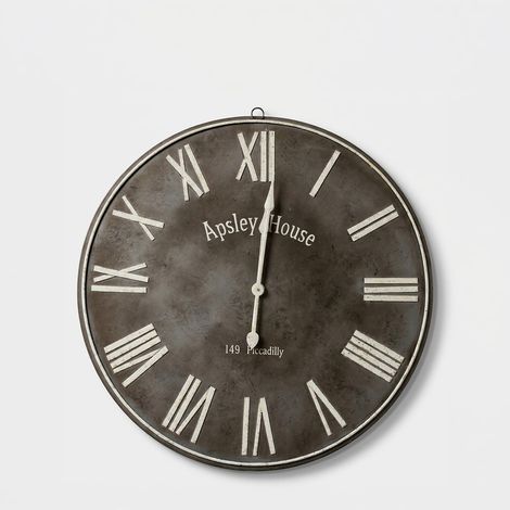 Orologio da parete vintage grande in ferro e legno Hugo