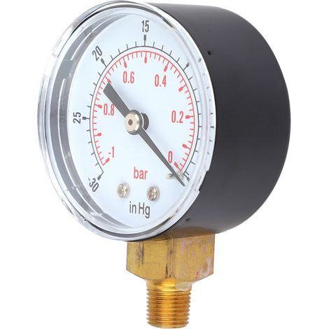 Manomètre à vide -1-0 bar (30-0 inHg) 50 mm, raccord inférieur 1/8 BSPT pour air, eau et huile (1/5)