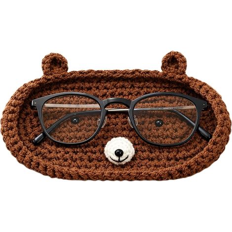 Bear-shaped eyeglass storage tray, without glasses, animal-shaped, decorative desktop organizer tray for keys, jewelry (1/5)