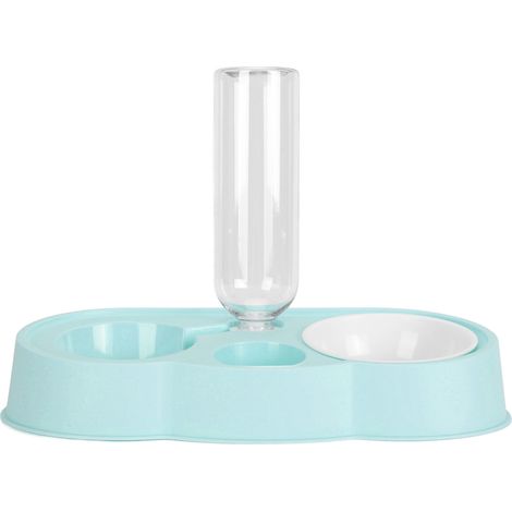 Gamelle Double Chat Chien Distributeur Eau Automatique Design Nuage Stable Anti-Dérapant ABS PP Bleu pour Animaux de Compagnie (1/4)