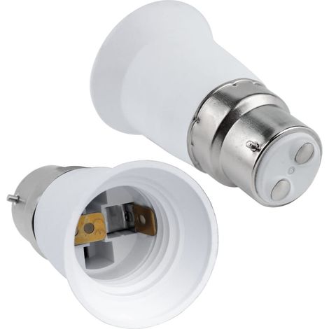 B22 vers E27 Adaptateur de Douille, B22 Baïonnette vers Vis Convertisseur de Douille, 0-250V, pour Ampoule E27, Ampoules LED, Ampoules à Incandescence, Lampes Halogènes, Lampes CFL, Lot de 2 (1/5)