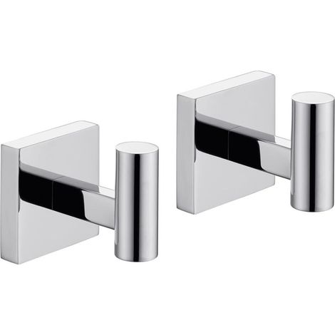 Set mit 2 verchromten Edelstahl-Wandhaken für Bad und Küche (1/4)