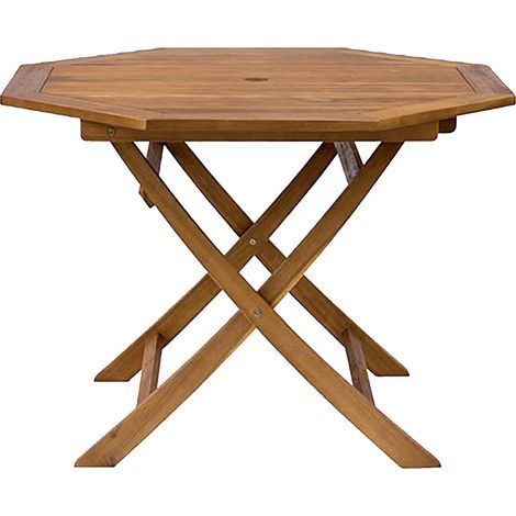Tavolo Ottagonale Pieghevole da Giardino Ø110x70 cm in Legno di Acacia Morel