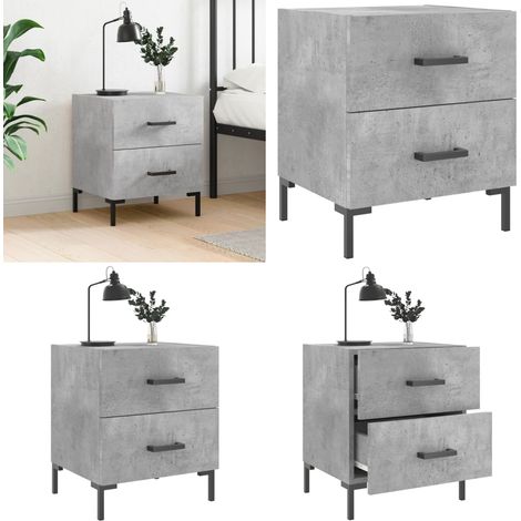 Table de chevet gris béton 40x35x47,5 cm bois d’ingénierie - Rangement chambre - Table de chevet gris béton (1/5)