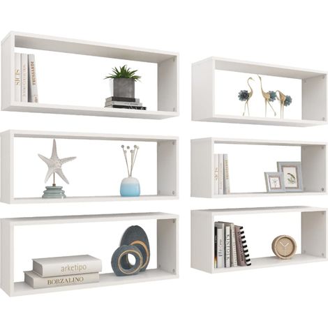 Étagères cube murales 6 pcs Blanc 60x15x23 (1/5)