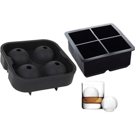 Vassoio per cubetti di ghiaccio XXL, 6 palette per il ghiaccio e 6 blocchi di ghiaccio, set da whisky, in silicone (1/5)