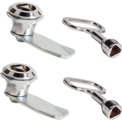 2 Ensembles Verrou de Boite Aux Lettres 20mm Serrure Meuble Serrure à Douille avec Clé Triangle Serrure Casier Boîte au Lettre Sécurité cle Triangulaire en Alliage de Zinc pour Armoires (1/5)