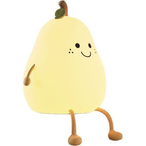 Veilleuse Enfant en Forme de Poire, Veilleuse Enfant Kawaii avec Fonction Minuterie, Rechargeable USB, Lampe pour Enfants en Silicone pour Salon, Chambre D'enfant, Chambre à Coucher [Classe énergétiqu (1/5)