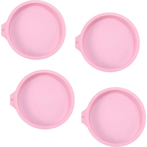 Lot de 4 Moule Layer Cake en Silicone de 15 cm, Moule a Gateau Rond en silicone 6 Pouces Cuisson Anti-adhésifs pour Gateaux à Etages, Crêpes, Pizzas, Omelettes (1/5)