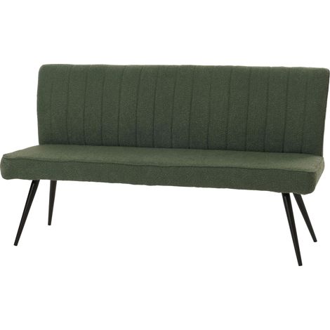 Banquette HWC-K16, banquette de salle à manger banquette rembourrée, dossier tissu/textile bouclé métal 160cm vert (1/5)