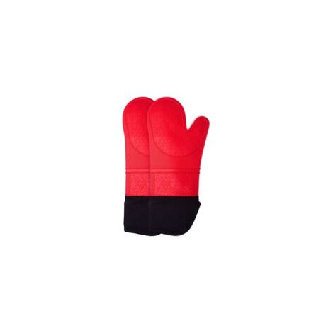 Gants de cuisine en silicone résistants à la chaleur, extra longs et antidérapants (rouge, 1 paire) (1/5)