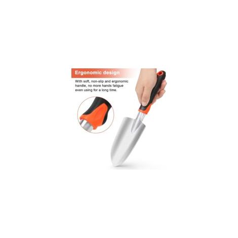 Pelle de jardin, pelle à main robuste, manche ergonomique, petit outil de jardin, pelle de jardin antirouille, pelle à main, orange (1/5)